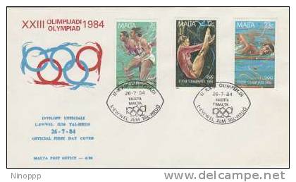 Malta-1984 Los Angeles Olympics FDC - Summer 1984: Los Angeles