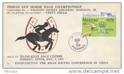 Philippines-1976 Montreal Olympics,Indian Cup Horse Race,  Souvenir Cover - Zomer 1976: Montreal