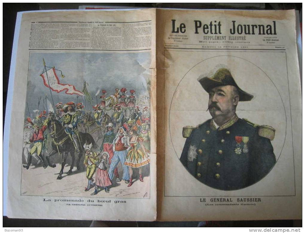 LE PETIT JOURNAL N° 0012 DU 14/02/1891 LE GENERAL SAUSSIER - Le Petit Journal