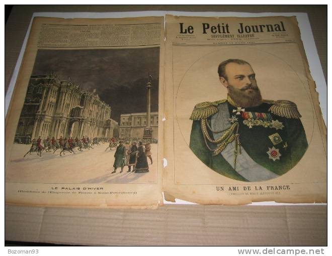 LE PETIT JOURNAL N° 0016  EMPEREUR ALEXANDRE III + LE PALAIS D'HIVER A SAINT PETERSBURG - Le Petit Journal
