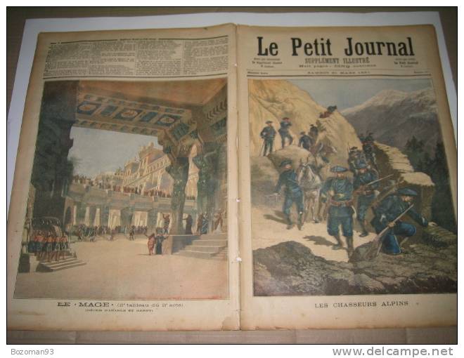 LE PETIT JOURNAL N° 0017 DU 21/03/1891 LES CHASSEURS ALPINS EN MANOEUVRE - Le Petit Journal