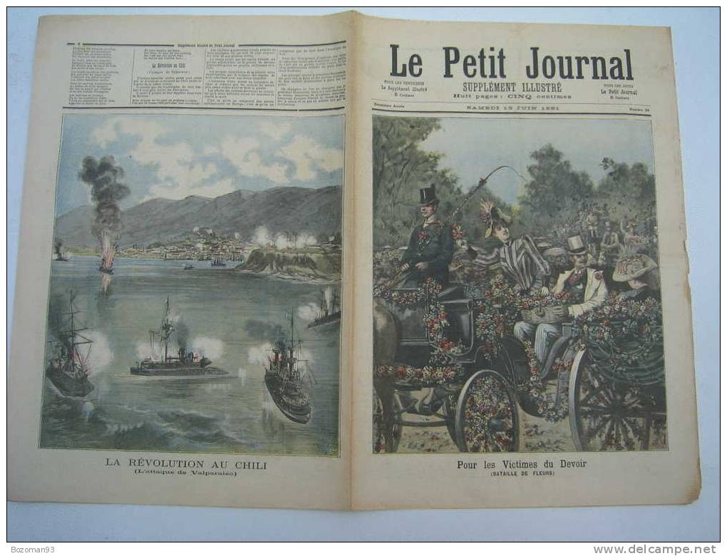 LE PETIT JOURNAL N° 0029 DU 13/06/1891 LA BATTAILLE DE VALPARAISO AUCHILI - Le Petit Journal