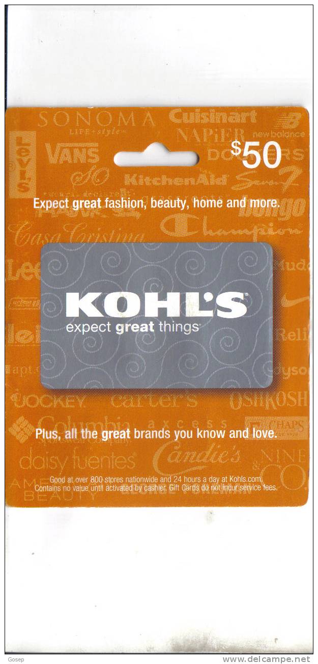 U.s.a-kohl"s Expect Great Things $50----mint Card - Sonstige & Ohne Zuordnung