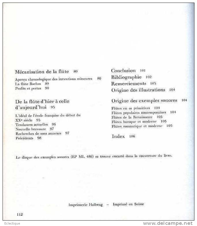 La Flûte, Par Raymond MEYLAN, Ed. Payot Lausanne, Sans Date (fin Ans 70/début Ans 80 ?) - Musik