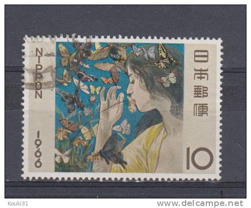 Japon YT 835 Obl : Peinture , Papillons - Usados