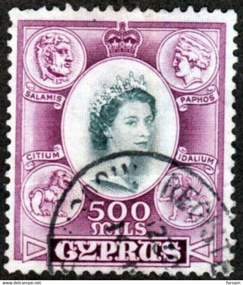 CYPRUS..1955..Michel # 177...used...MiCV - 20 Euro. - Zypern (...-1960)