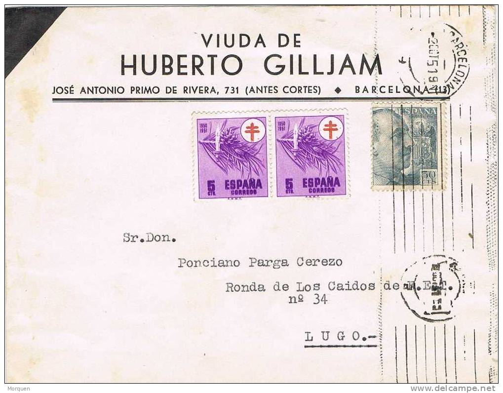 4990. Carta De Luto BARCELONA 1951. Pro Tuberculosos - Covers & Documents