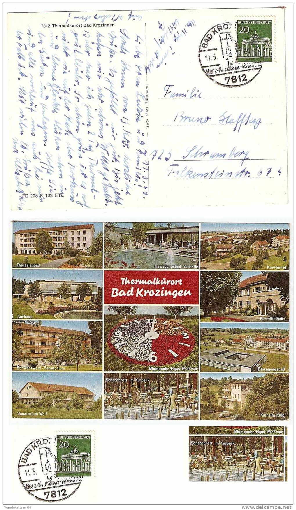 AK 205 K 133 Thermalkurort Bad Krozingen MBK 11 Bilder Mit Schach 11.3.69.-12 7812 BAD KROZINGEN Herz-Kreislauf-Rheuma - Bad Krozingen