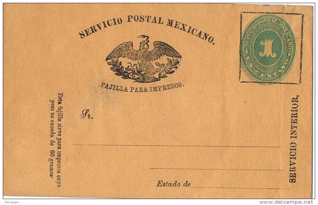 1933. Faja Impresos MEXICO 1 Ctvo.  Entero Postal Servicio Interior - México