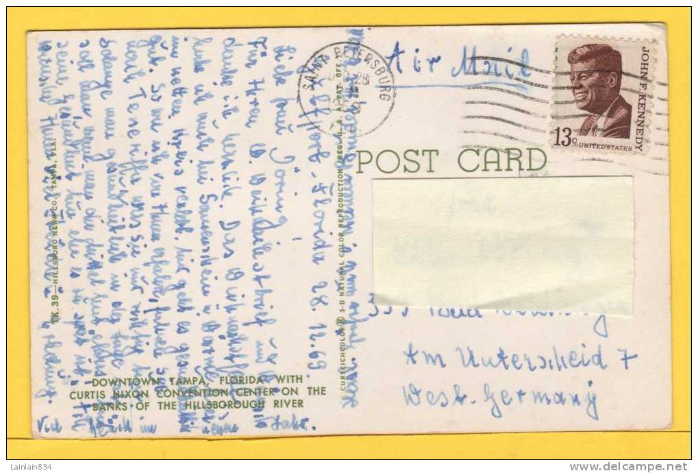- Metropolitan Tampa -  Florida -  DOWNTOWN, Vue Aérienne, Cachet Saint-Petersburg On John KENNEDY 13c Stamp, écrite, B - Tampa