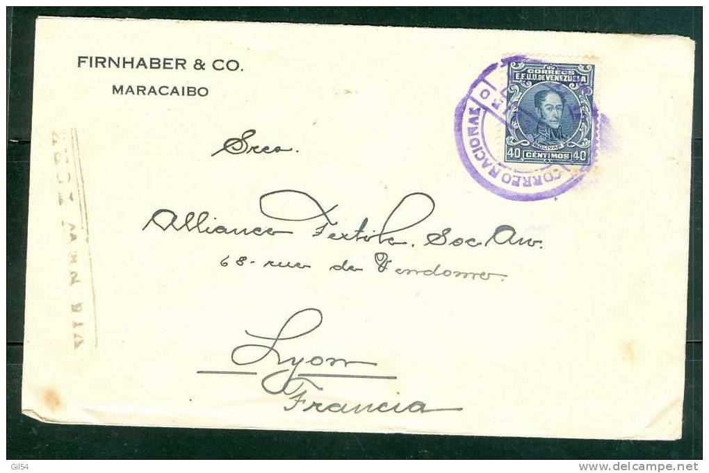 Lettre Du Venezuela Pour La France Vers 1925 ( Oblitération Mal Venue) - Ac0928 - Venezuela