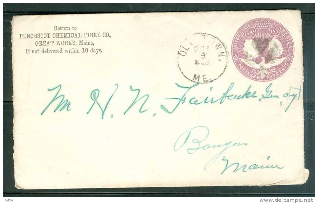 Enveloppe Entier Usa Voyagé En 1899 - Ac0933 - ...-1900