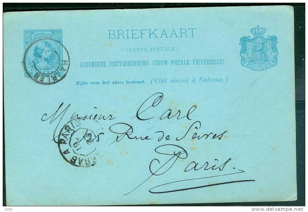Pays Bas , Entier Postal Ayant Voyagé Vers La France En 1893- Ac0939 - Postal Stationery