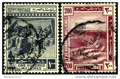 Egypt #90-91 Used Scarce Crescent & Star Watermark Issues From 1922 - 1866-1914 Ägypten Khediva