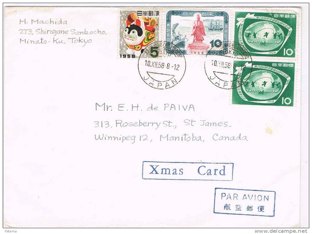 3490    Carta, Aérea, JAPÓN 1958, TOKYO,  Cover, Lettre, Letter - Brieven En Documenten