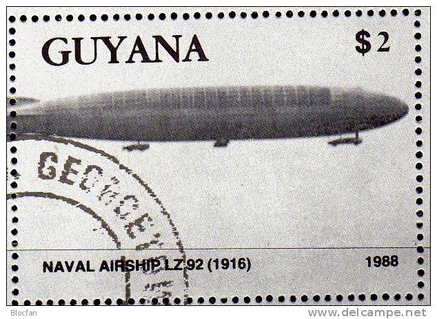 Flugwesen Luftschiff Graf Zeppelin 1989 GUYANA 2485/9 Plus Block 38 O 13€ Airplane Bloc Space Bf Sheet Of GUAYANA - Sonstige (Luft)