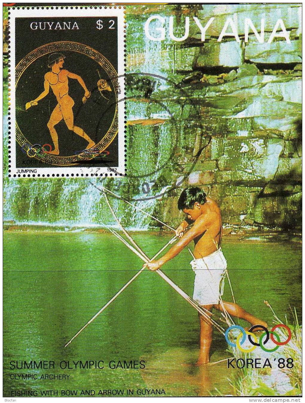 Sommer-Olympia 1988 GUAYANA 2061/3+Block A-C 20 O 71€ Antike Sportler Bloque Hoja Hb Sport M/s Olympic Sheet Bf America - Guyane (1966-...)