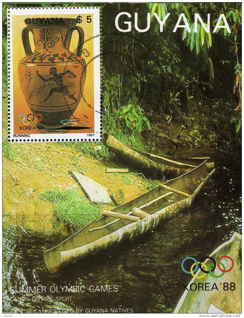 Sommer-Olypic 1988 GUAYANA 2061/3+ Block A-C20 O 71€ Antike Sportler - Zomer 1988: Seoel