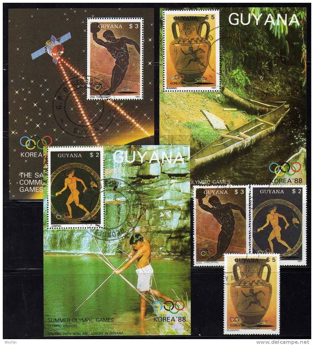 Sommer-Olypic 1988 GUAYANA 2061/3+ Block A-C20 o 71€ antike Sportler
