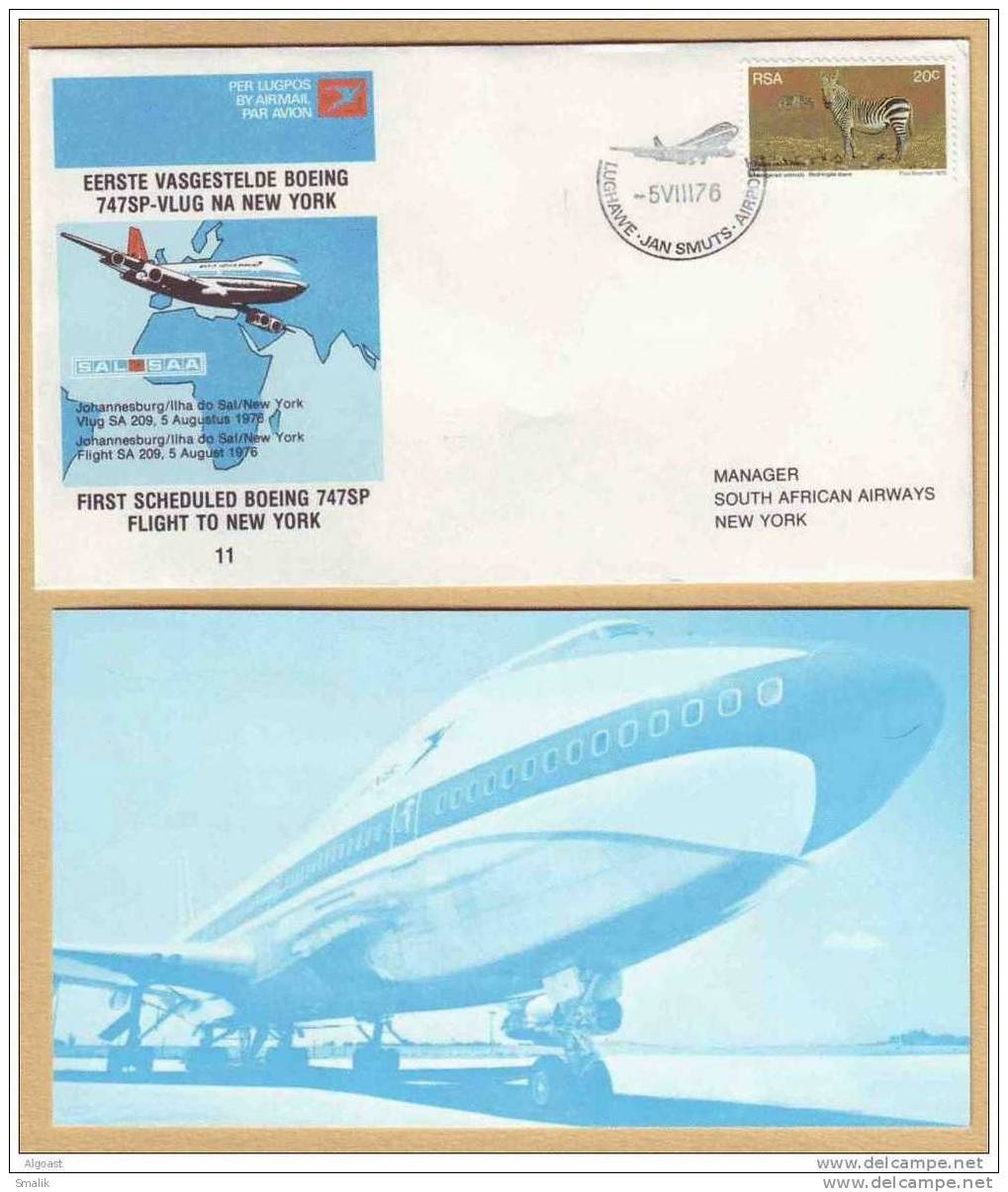 South Africa 1976, First Flight Cover BOEING 747 AEROPLANE To New York USA - Unclassified