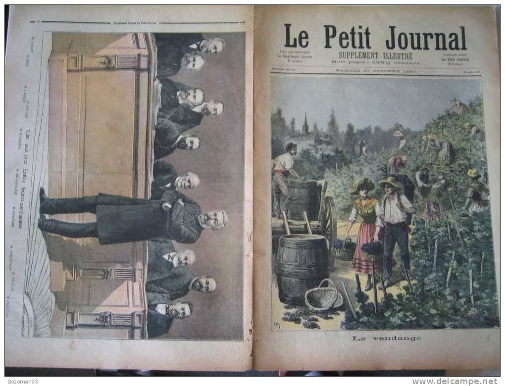 LE PETIT JOURNAL N° 0049 DU 31/10/1891LA VENDAGE + LE BANC DES MINISTRES A L'ASSEMBLEE NATIONALE - Le Petit Journal