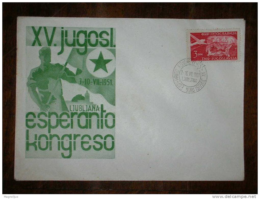 Yugoslavia,FNRJ,Stamps,Cover,Letter,Esperanto Kongreso,Slovenia,Ljubljana - Esperanto