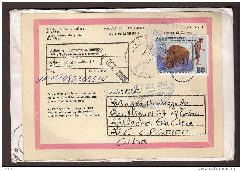 Parrots, Birds, Cinema, Postal Use Registered Cover With Acknowldgement Card, From Cuba As Seen - Papegaaien, Parkieten