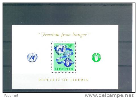 LIBERIA:1963:B.F.26 N.S.C.:Campagne Mondiale Contre La Faim. - Contre La Faim