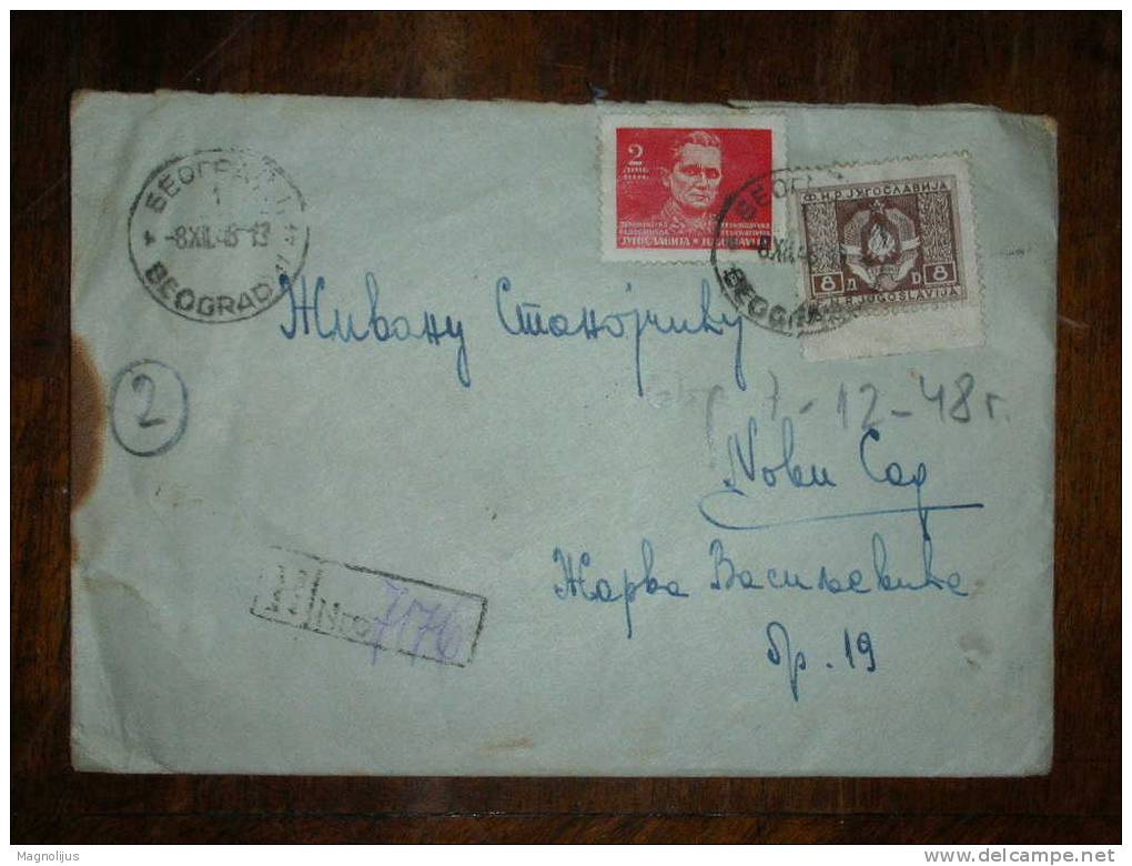 Yugoslavia,DFJ,Stamps,Cover,Registered Letter,additional Stamp - Brieven En Documenten