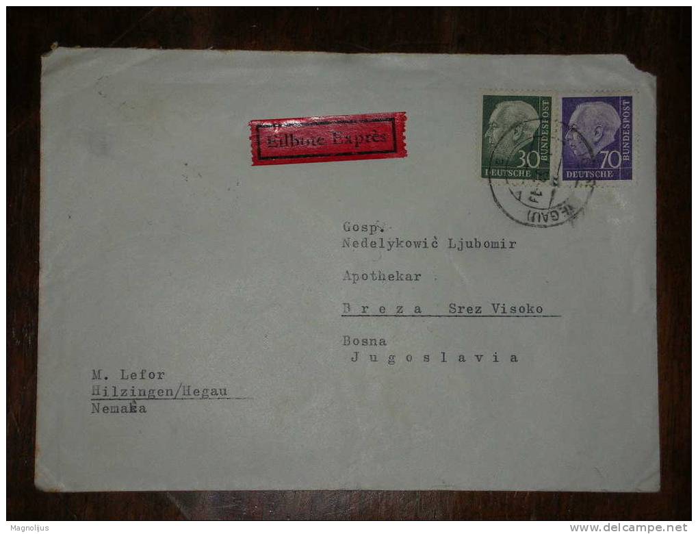 Germany,Federal Republic,Bundespost,Stamps,Cover,expres Letter,railway Station Stamp,Bahnpost - Covers & Documents