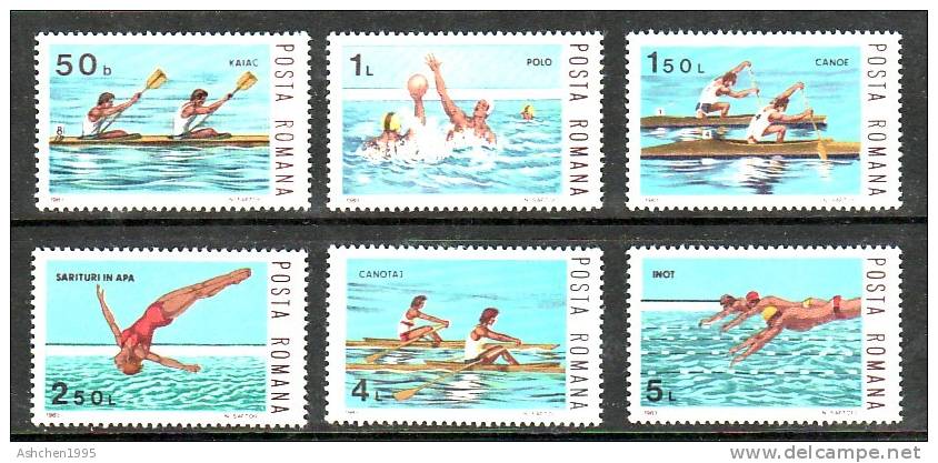 Romania Rumanien 1983, Mi 3972-3977, Water Sports --- MNH ** - Ongebruikt