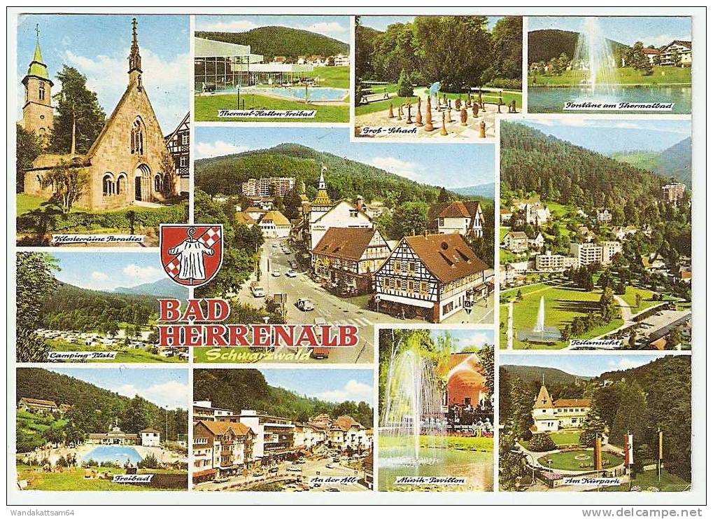 AK BAD HERRENALB Schwarzwald Mehrbildkarte 11 Bilder Schach Camping-Platz 12.2.84-12 7506 BAD HERRENALB Nach Karlsruhe - Bad Herrenalb