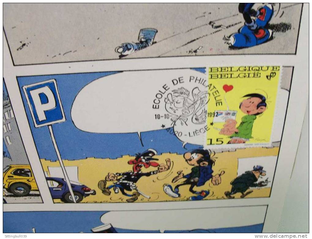 FRANQUIN. FAIS TA PROPRE HISTOIRE Poster BD Pub Milky Way 1990 Avec Timbre GASTON Et TAMPON 1er Jour Poste Belge De 1992 - Advertentie