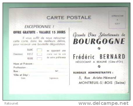 Bourgogne -  CPM Publicitaire Vins Frédéric BERNARD - éd ?? - Bourgogne