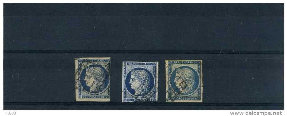 - FRANCE 1849/50 . N°4 Y&T.  LOT DE 3 N°4 OBLITERES - 1849-1850 Ceres