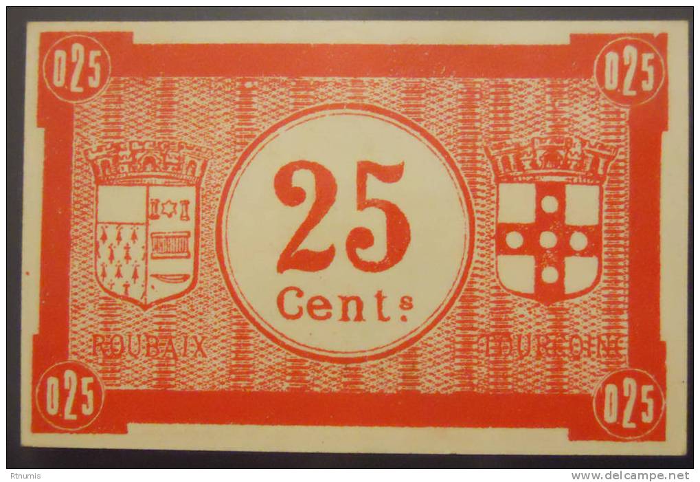 Roubaix Et Tourcoing 59 25 Centimes Pirot 59-2052 SUPERBE - Bonos