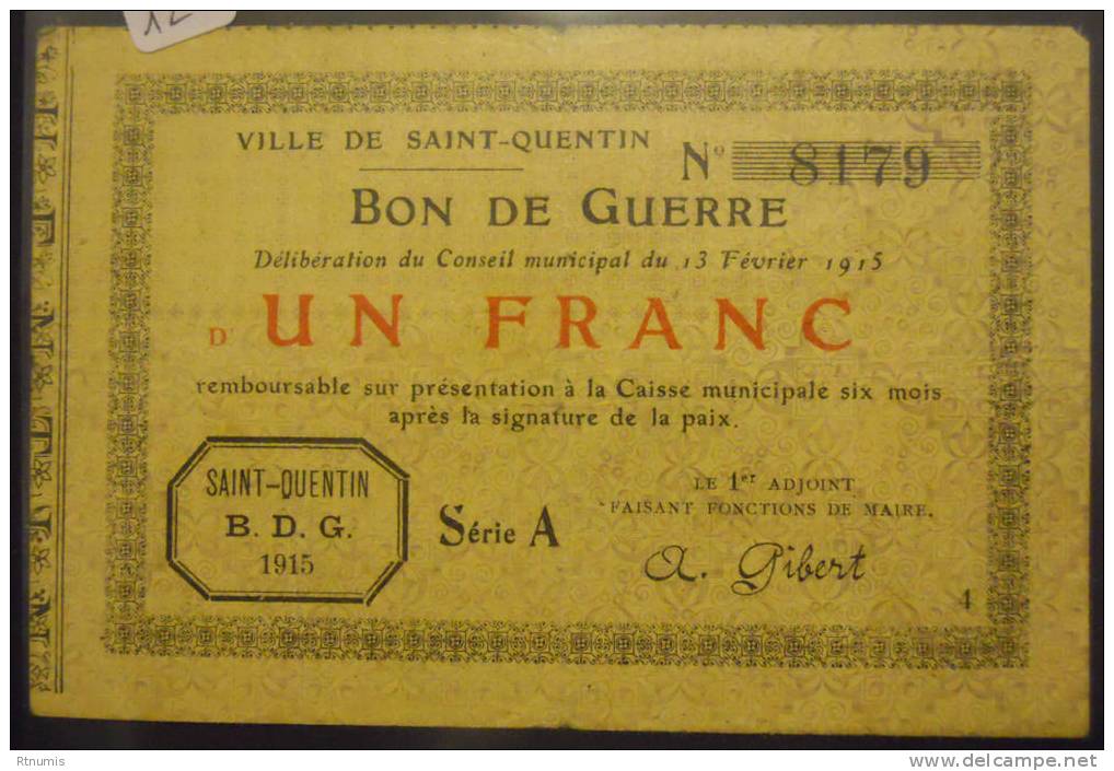 Saint-Quentin 02 1 Franc Pirot 02-2051 TB - Notgeld