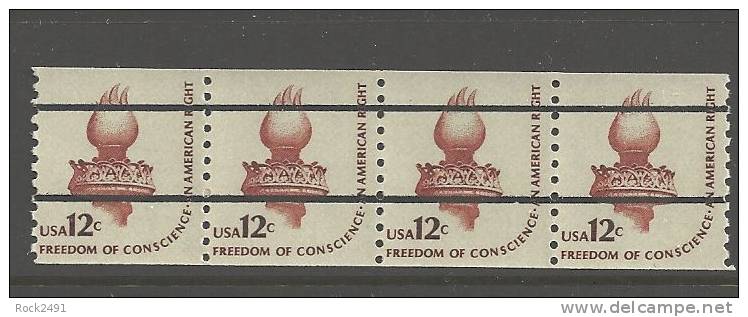 US Scott 1816a Pre Canceled - Strip Of 4 - Torch 12 Cent - Mint Never Hinged - Coils & Coil Singles