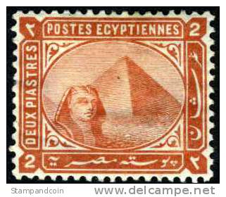 Egypt #39 Mint Hinged 2pi Orange Brown Pyramid & Sphinx From 1879 - 1866-1914 Khédivat D'Égypte