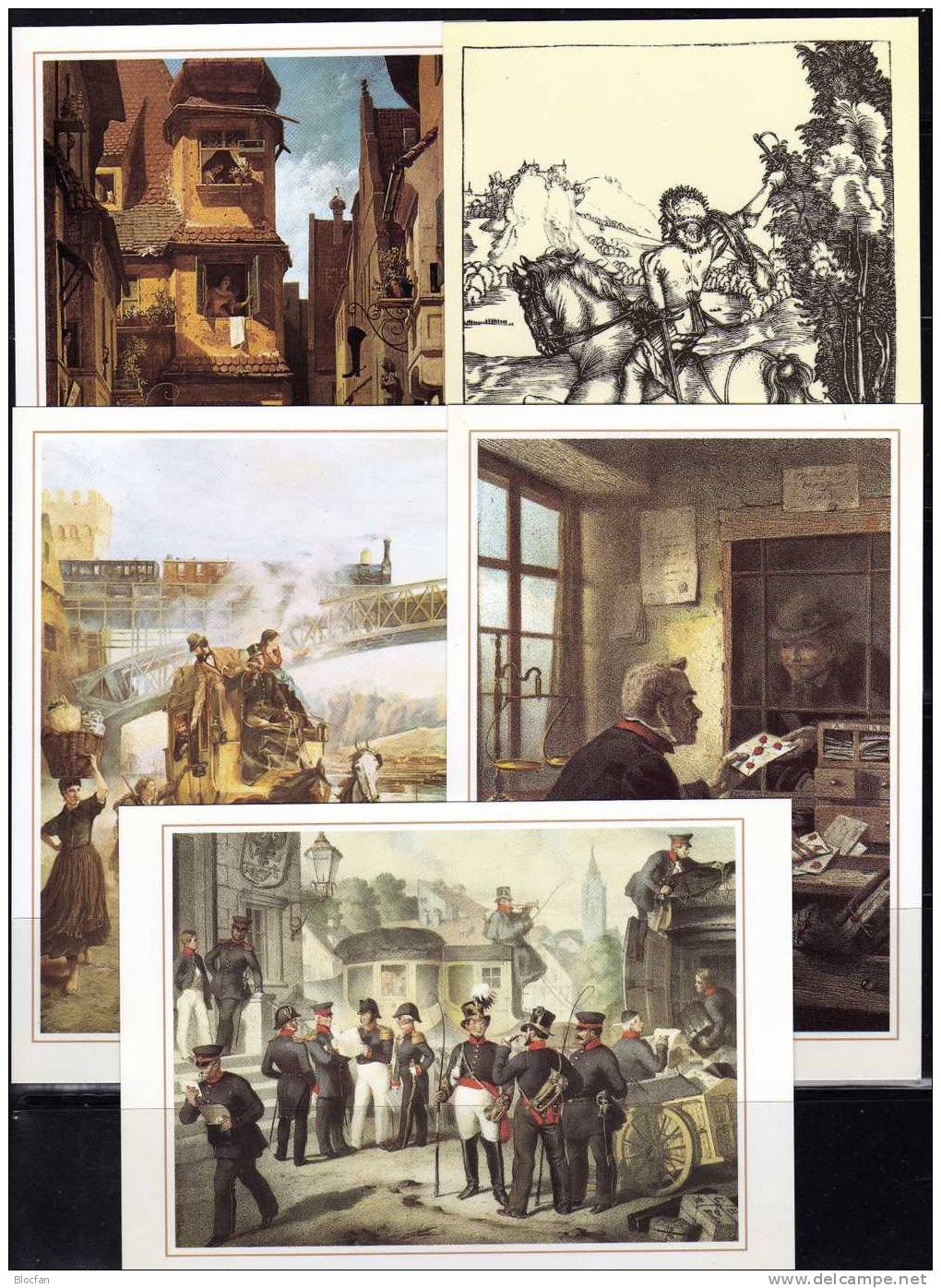 500 Jahre Post 1990 Jubiläums-Post-Karte 2/01-2/10 ** 12€ Historie Der Post Art History Painting Postcard Of Germany - Geïllustreerde Postkaarten - Ongebruikt