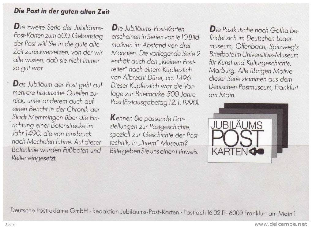 500 Jahre Post 1990 Jubiläums-Post-Karte 2/01-2/10 ** 12€ Historie Der Post Art History Painting Postcard Of Germany - Geïllustreerde Postkaarten - Ongebruikt