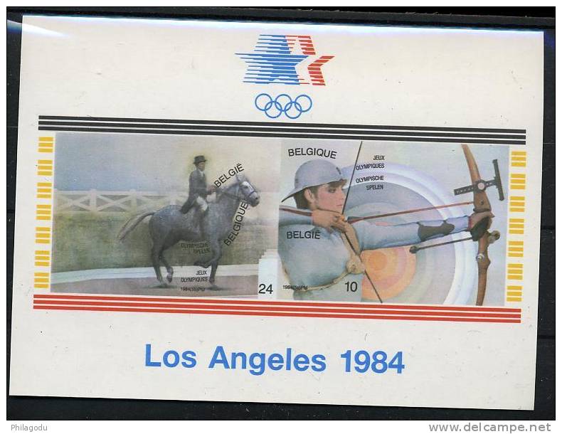 Belgique 1984, Olympique , BLOC 60** Non Dentelé, Tir à L'arc Archery Hippisme - Ete 1984: Los Angeles