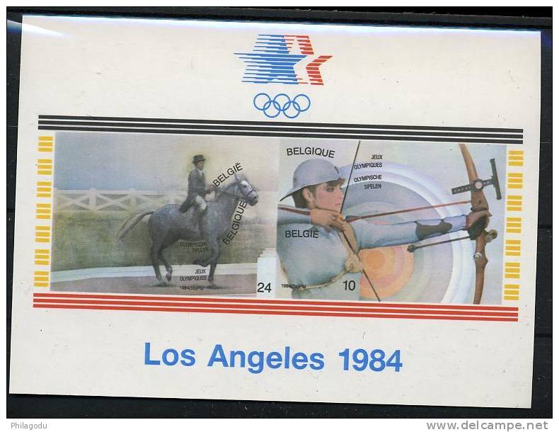 Belgique 1984, Olympique , BLOC 60** Non Dentelé, Tir à L'arc Archery Hippisme - Summer 1984: Los Angeles