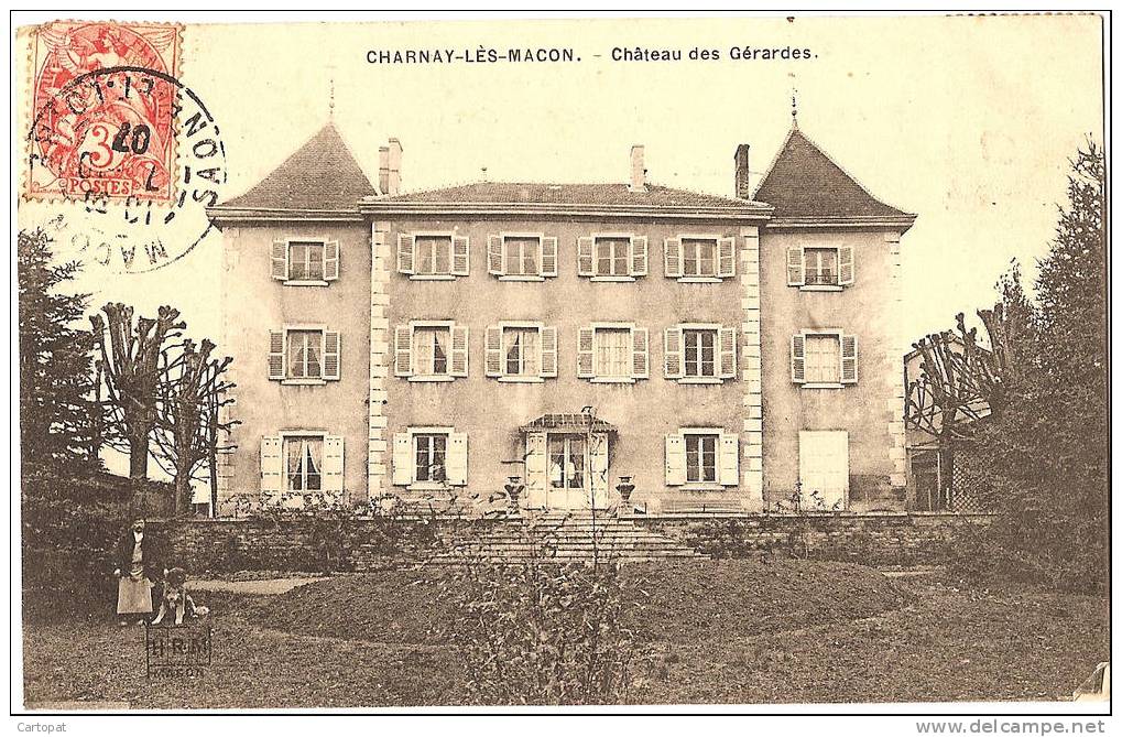 CPA 71 CHARNAY-les-MACONS - CHÂTEAU DES GÉRARDES ( Carte Assez Rare Et Animée De 1907 !! ) - Autres & Non Classés