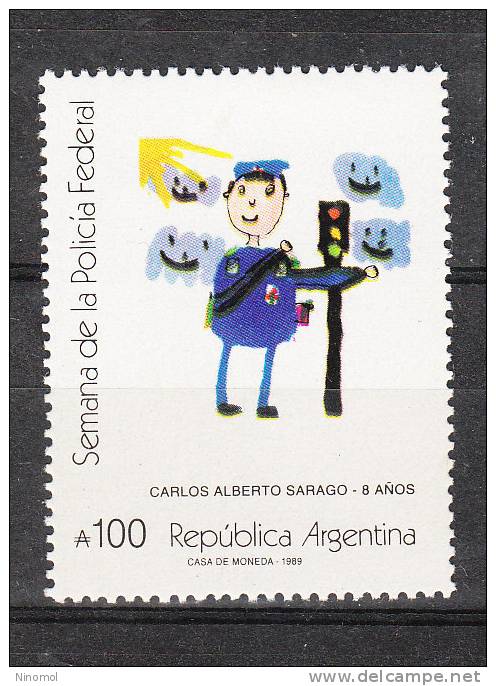 Argentina  - 1989.  Settimana  Della  Polizia.   Week  Of  The  Police.  Childish Drawing - Police - Gendarmerie