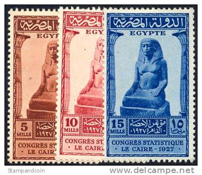 Egypt #150-52 Mint Hinged Set From 1927 - Nuovi