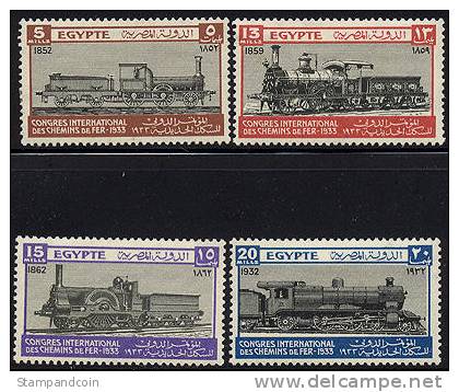 Egypt #168-71 Mint Hinged Popular Train Set From 1933 - Neufs