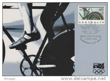Australia-1992 Barcelona Olympic Games,45c Cyclism Maximum Card - Zomer 1992: Barcelona