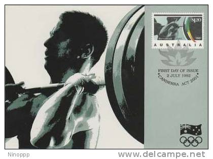 Australia-1992 Barcelona Olympic Games,$ 1.29 Weight Lifting Jumping Maximum Card - Zomer 1992: Barcelona