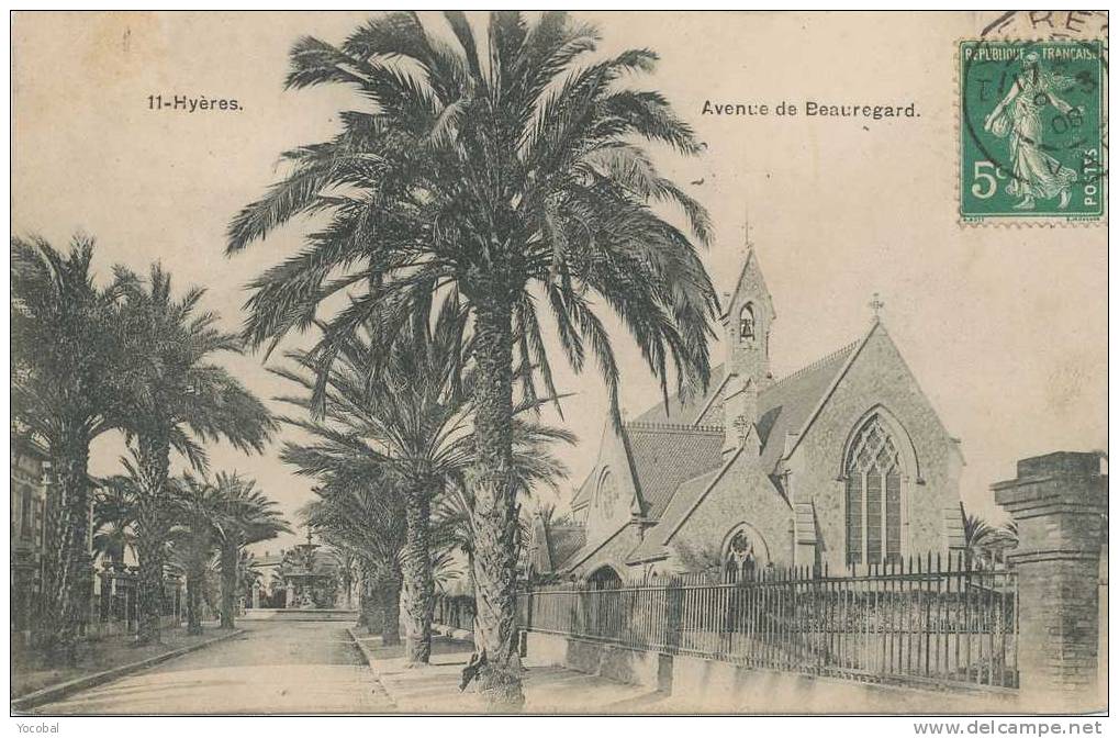 Cp , 83 , HYÈRES , Avenue De Beauregard , Voyagée 1908 - Hyeres